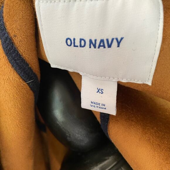Old Navy Sherpa Jacket Women's Navy Teddy Brown Faux Suede Lined Coat SZ XS NWT - Picture 6 of 13